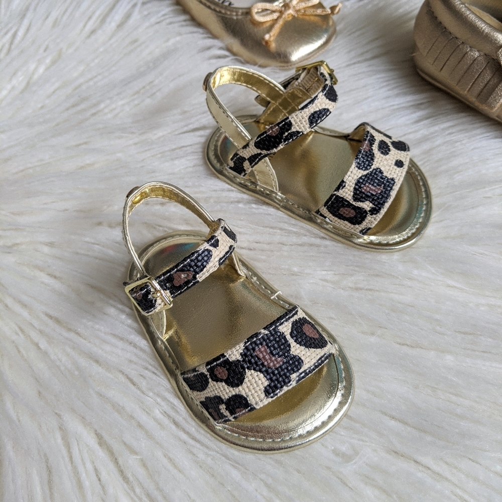 Stuart Weitzman Gold Leopard Sandals Size 2